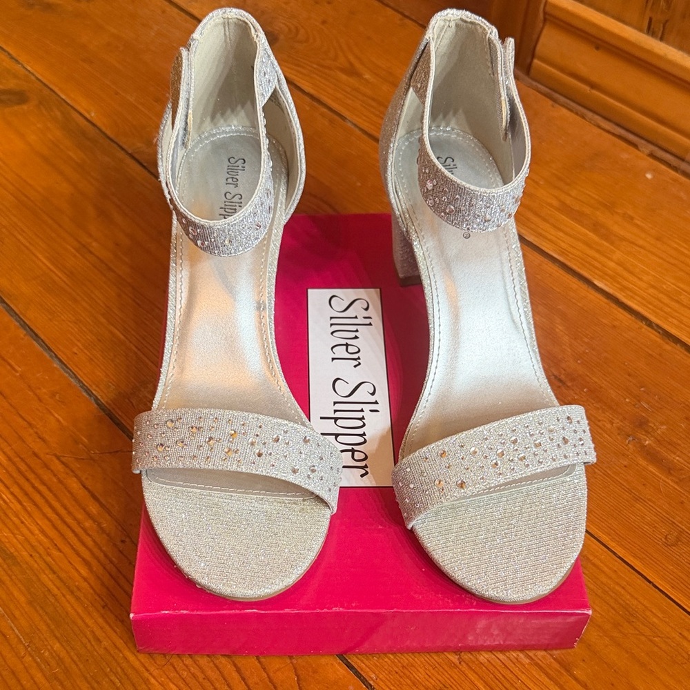 Silver Slipper Women's Glitter Heels